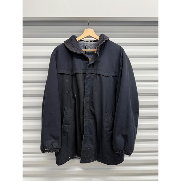 Vintage Navy Canvas sears Workwear Jacket Talon‎ Zip Distressed Mens 44